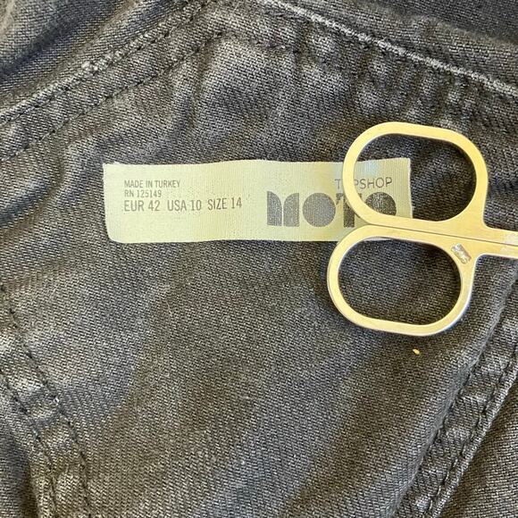 Topshop Moto Sz 10 Washed Black Relaxed Denim Overalls Straight Leg Mom Jeans - Picture 7 of 16